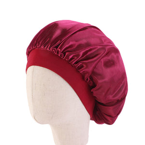 Kids Silky Satin Bonnet Baby Turban Shower Hat Solid Sleeping Cap K-10