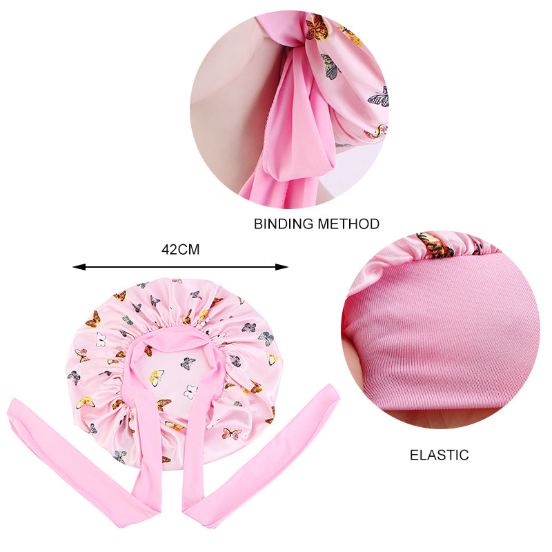 Print Large Size Satin Bonnet With Tied Band JD-301-3A-B