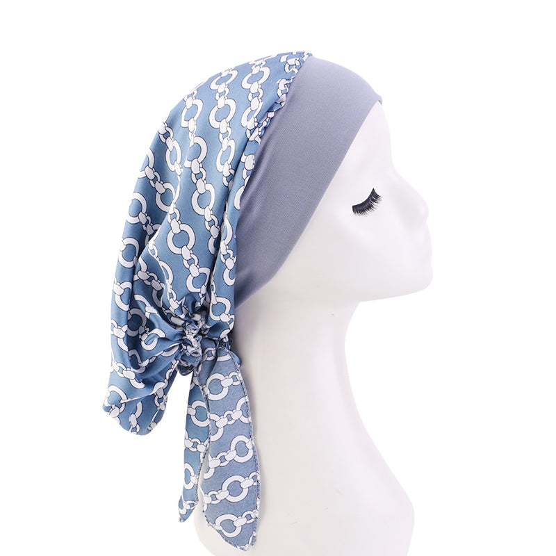 Pre-tied Silky Bandana Turban hat Chemo Cancer Headscarf Headwraps Headwear for Women JDT-329D