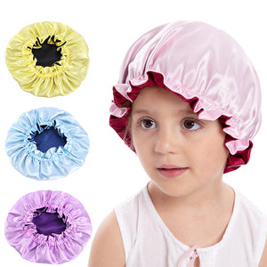 Kids Reversible Satin Bonnet Sleep Cap Adjustable Silky Bonnet K-16B