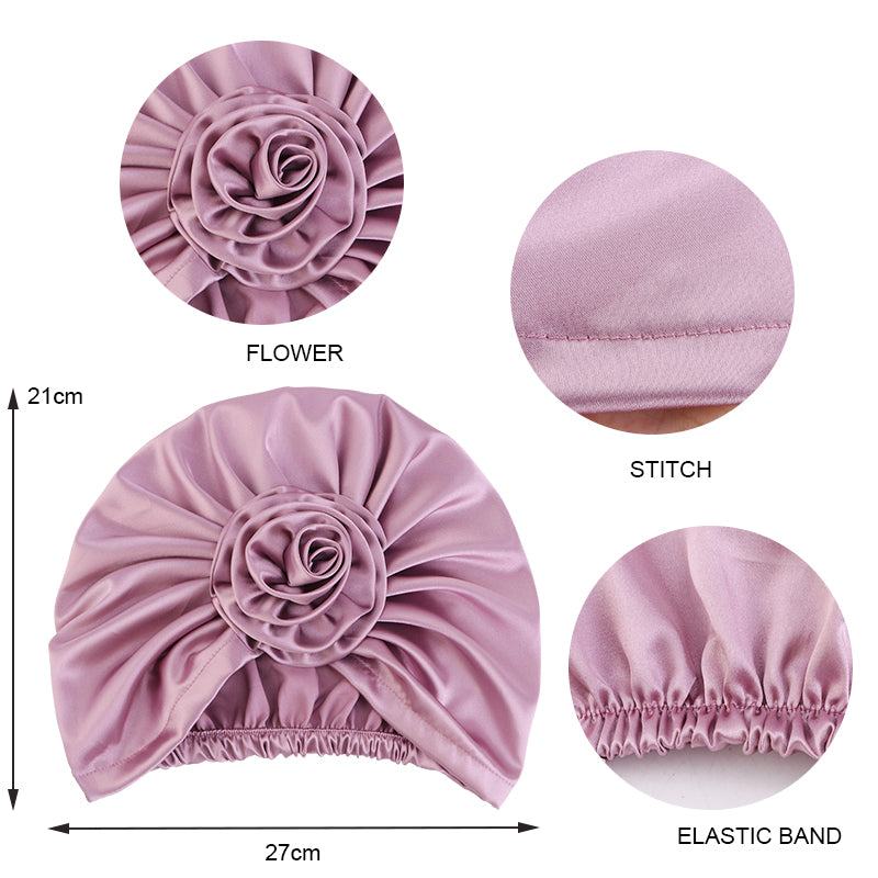 Silky Flower Turban Hat Women's Hair Cover Cap Head Wrap JDT-56