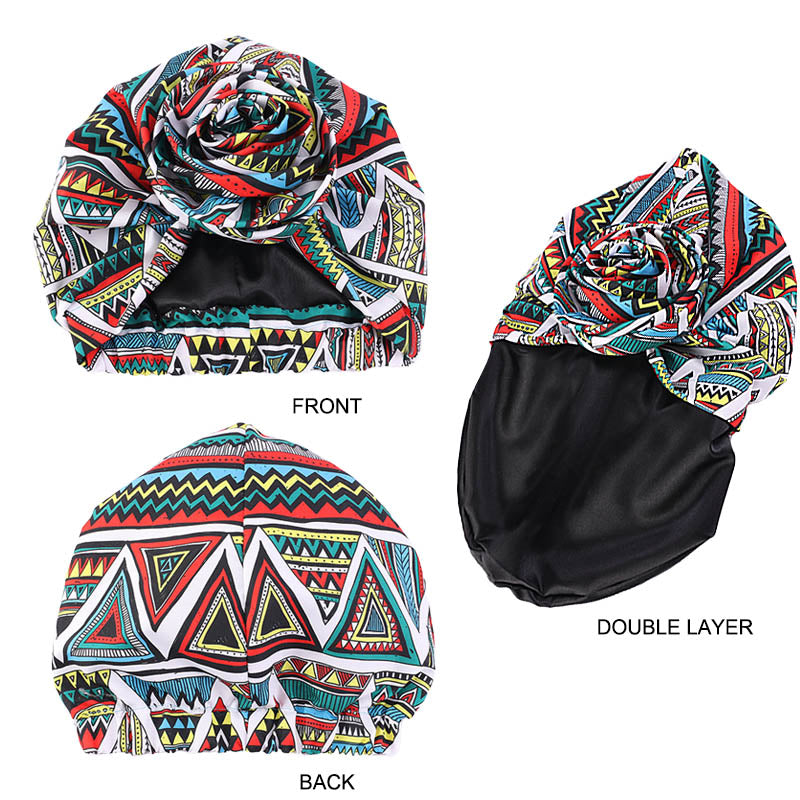 Women Turban Hat African Print Skull Cap Cross Twist Pleated Hair Wrap National Hijib Cap Headwear TJM-467