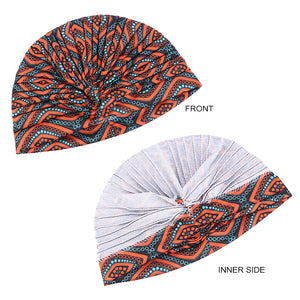 African Pattern Stretchy Turban Cap Head Cover Chemo Head Wrap TJM-45A