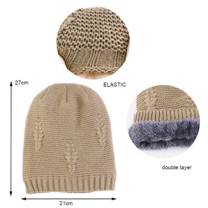 Winter Women's Cable Knit Faux Fur Lined Cuff slouchy beanie knitted baggy cap JDM-02E