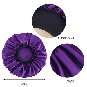 Wide Band Satin Bonnet Cap Comfortable Night Sleep Hat Hair Loss Cap TJM-405F