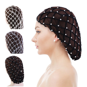 New pearl Hair Net Rayon Hair Net Crochet Hairnet Hair Wrap Mesh Net Hair Cover JDW-62