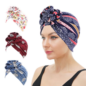 Flower Women Turban Bohemian Cotton Head Wrap Chemo Cap TJM-338