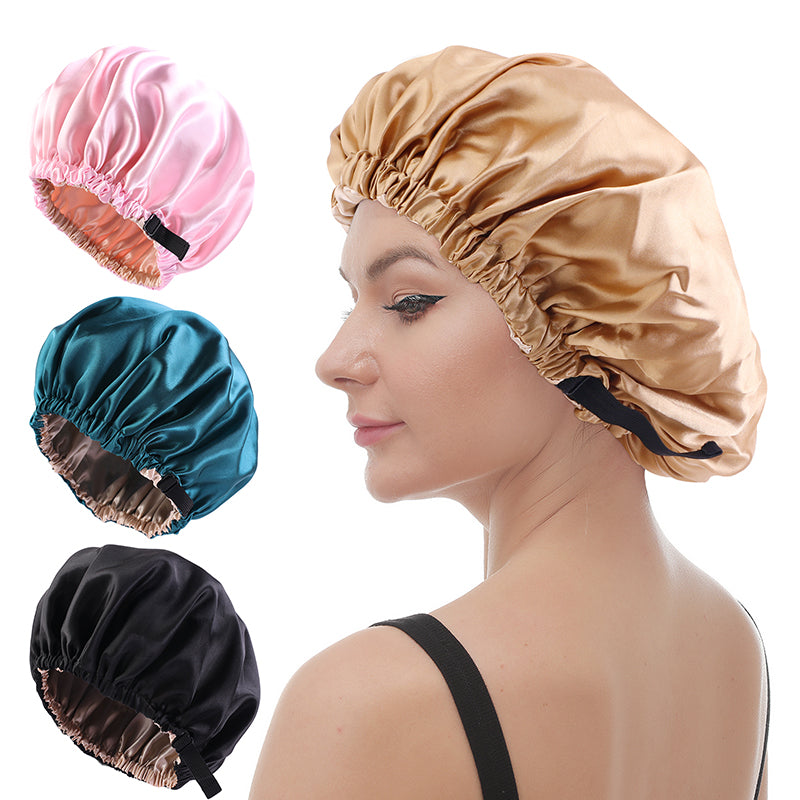 2Pack Satin Bonnet for Sleeping Silk Bonnet Hair Bonnets Cap, Double use  Extra Large Double Layer Reversible Adjustable, Sleep Bonnet Used to Keep