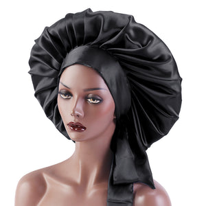 Satin Silk Bonnet Hair Cap Extra Large Jumbo Adjustable Sleeping hat JDB-405H