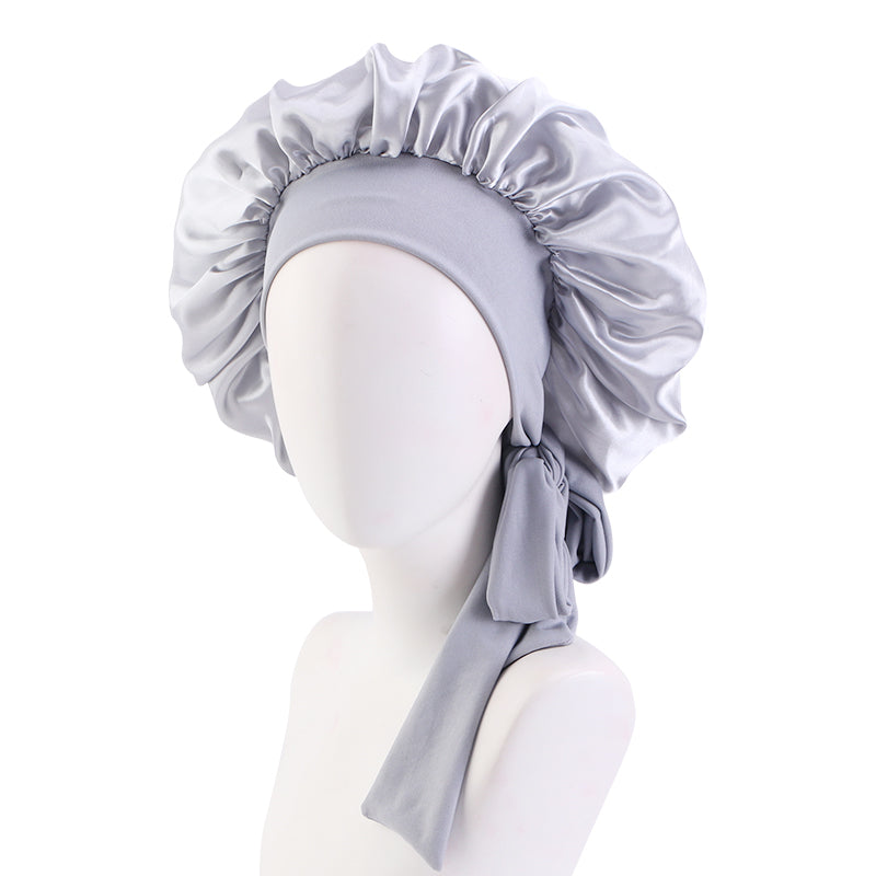 Large Hair Satin Silk Bonnet for Sleeping Cap Women curly hair braids wig with stretchy Tie JDB-301L