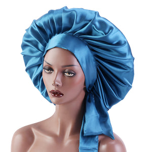 Satin Silk Bonnet Hair Cap Extra Large Jumbo Adjustable Sleeping hat JDB-405H