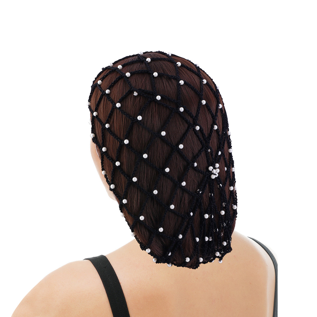 New pearl Hair Net Rayon Hair Net Crochet Hairnet Hair Wrap Mesh Net Hair Cover JDW-62