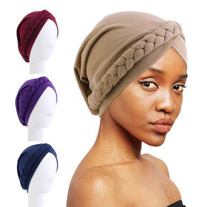 Handmade Twist Braid Turban Women Head Wrap Ethnic Hat Hair Cover Headwrap Hats for Women Girls JDT-429B