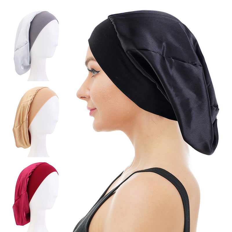 Beige Silk Bonnet Sleep Hair Cap Pure Silk Sleep Cap Hair 