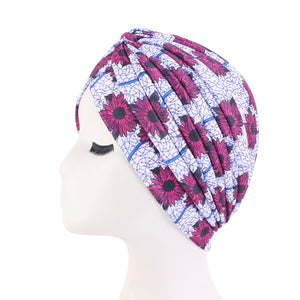 African Pattern Stretchy Turban Cap Head Cover Chemo Head Wrap TJM-45A