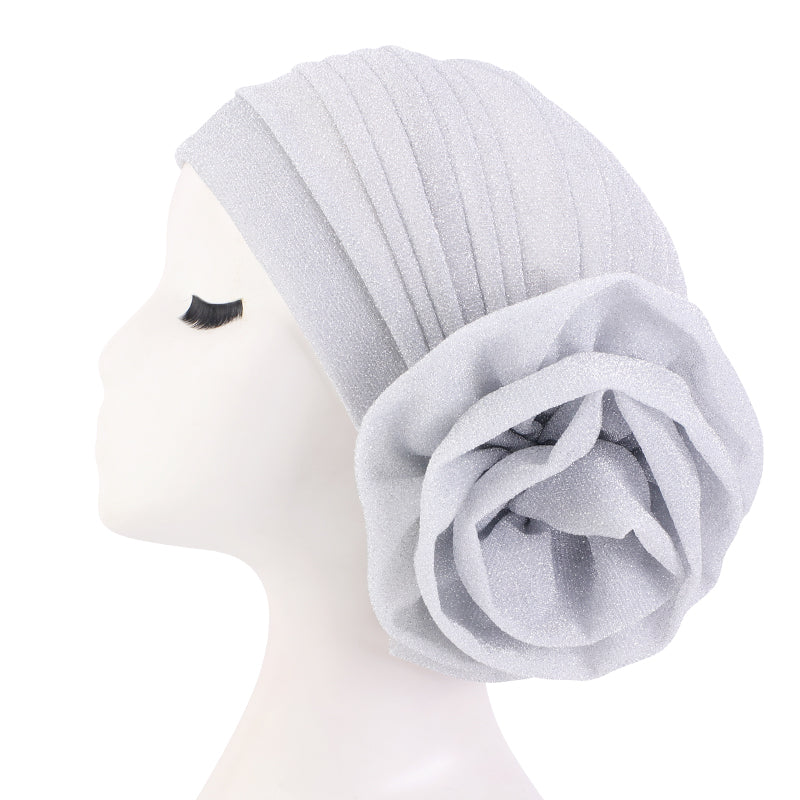 Shiny Flower Turban Shimmer Chemo Cap Hairwrap muslim turban TJM-322