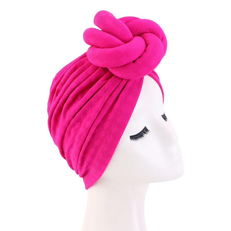 Top Knot Women Turban Beanie Head Wrap Chemo Cap Solid Color JDT-41A