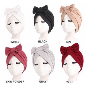 Women Bowknot Turban Head Wrap Muslim Hat Fashion Haircover TJM-292