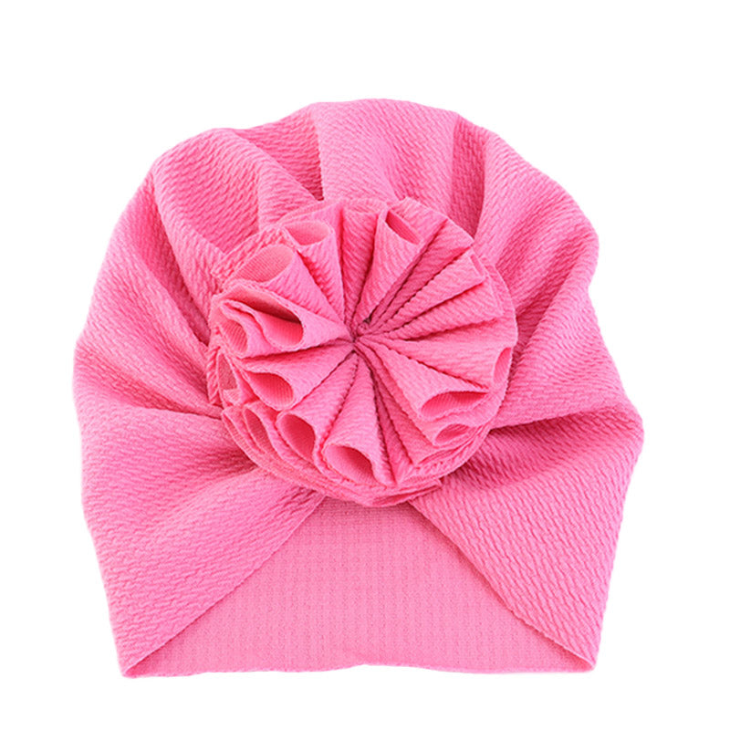 Solid Turban Hats Caps Beanies Headwraps with Big Flower Bow for Baby K-01A
