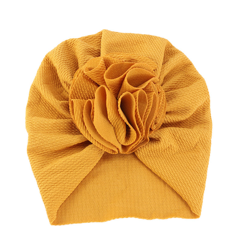 Solid Turban Hats Caps Beanies Headwraps with Big Flower Bow for Baby K-01A