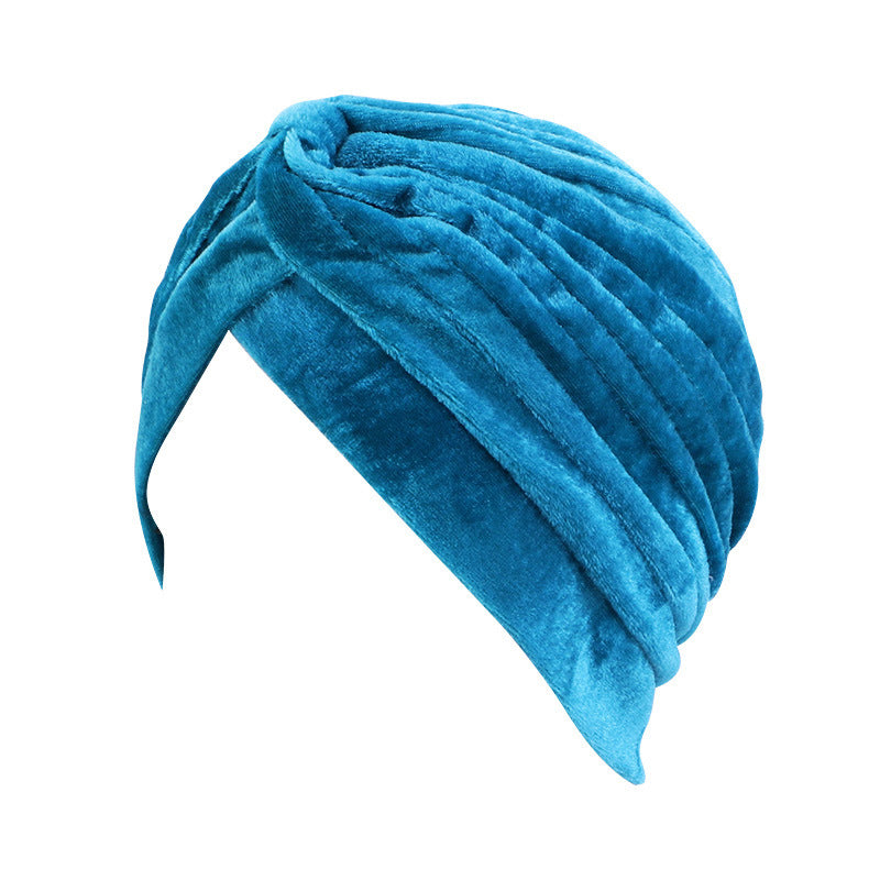Stretchy Turban Velvet Chemo Cap Bennie Head Wrap Cover Headwear TJM-21