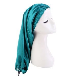 Adjustable Satin Women Bonnet For Long Hair Sleeping Cap Solid Color JDB-446S