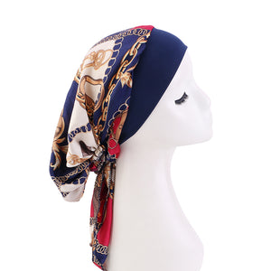Pre-tied Silky Bandana Turban hat Chemo Cancer Headscarf Headwraps Headwear for Women JDT-329D