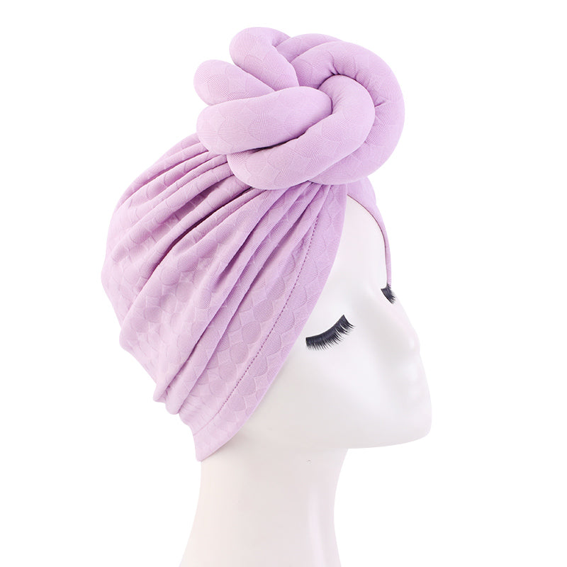 Top Knot Women Turban Beanie Head Wrap Chemo Cap Solid Color JDT-41A