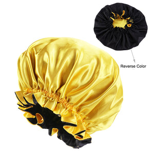 Women Satin Bonnet Fashion Stain Silky Big Bonnet for Lady Sleep Cap TJM-443A